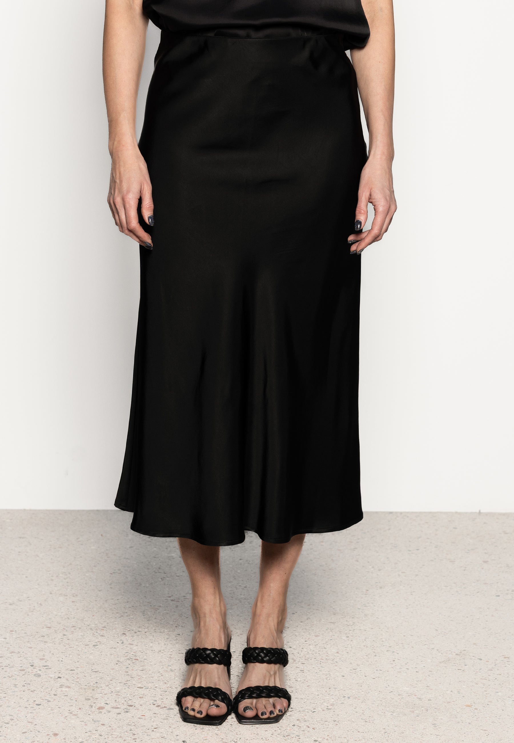 SATIN MIDI SKIRT