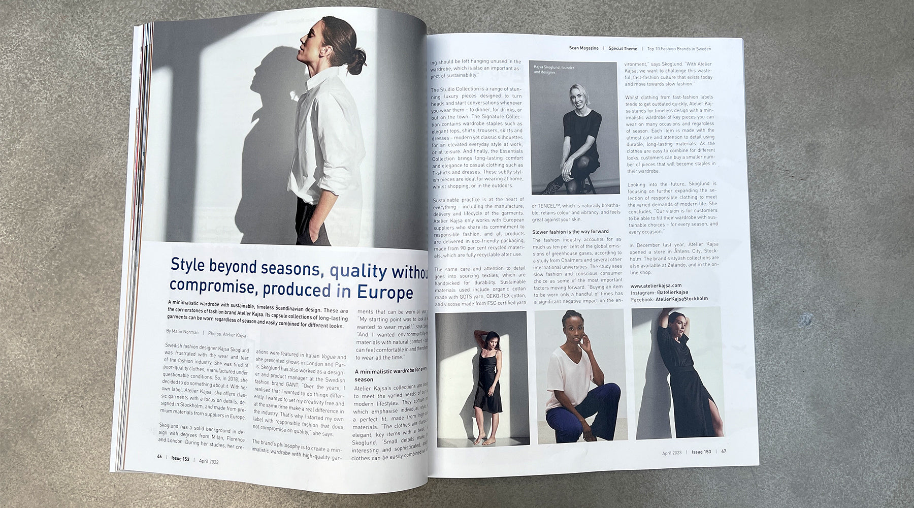 Atelier Kajsa's fashion story has been featured in SCAN Magazine